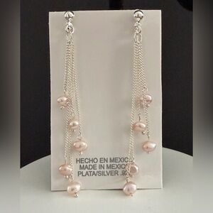 Taxco Sterling Silver Dangle Earrings with Pale Pink Pearls $38 each pair